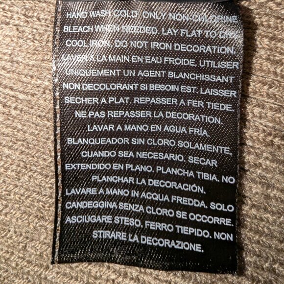 Guess | Taupe Brown Cold Shoulder Sweater Y2K Rhinestone Embellished | Medium - Picture 10 of 12